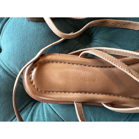 Antonio Melani Leather Nude Toe Strap Sandals size 11 - Picture 2 of 4